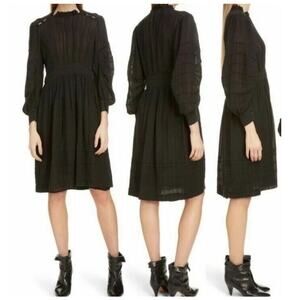 Isabel Marant Etoile Odeal Pintuck midi dress black size 42 (US 10) DEFECT